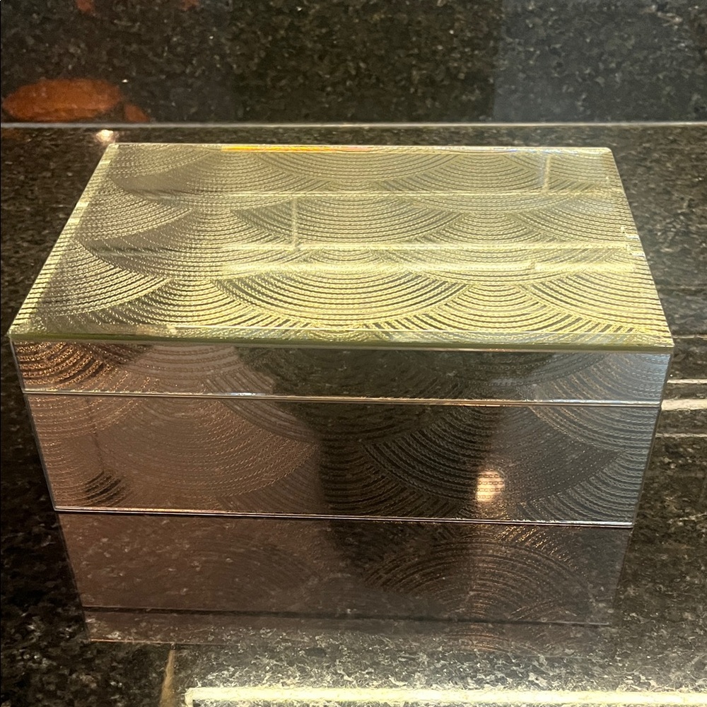 Decorative Metallic Jewelry Box - Silver Stacked Design